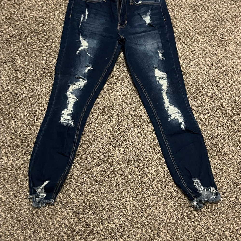 Hydraulic Dark Blue Distressed Skinny Jeans